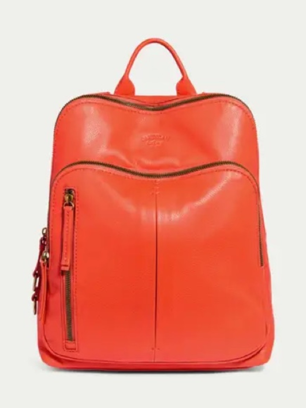 American Leather Co Orange Red Leather Backpack - Red Chili